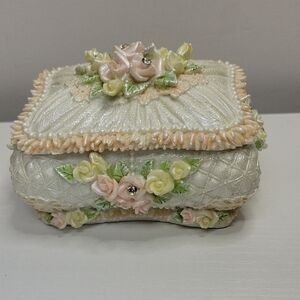 Floral Trinket Box Filled With Earrings